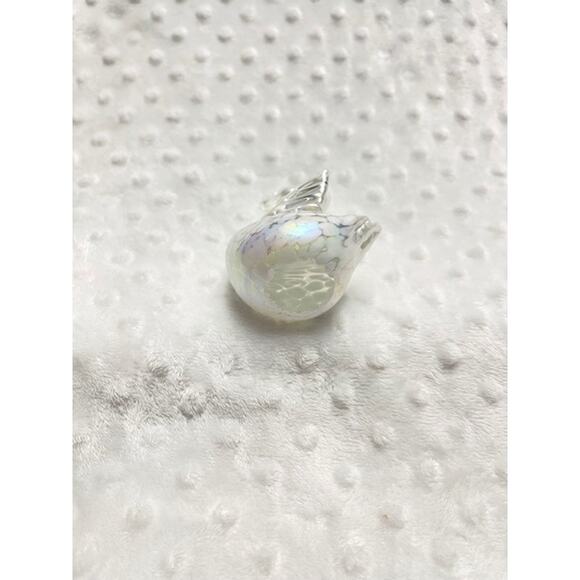 Vintage Viking White Spotted Iridescent Rainbow Lustre Glass Swan - Picture 5 of 7